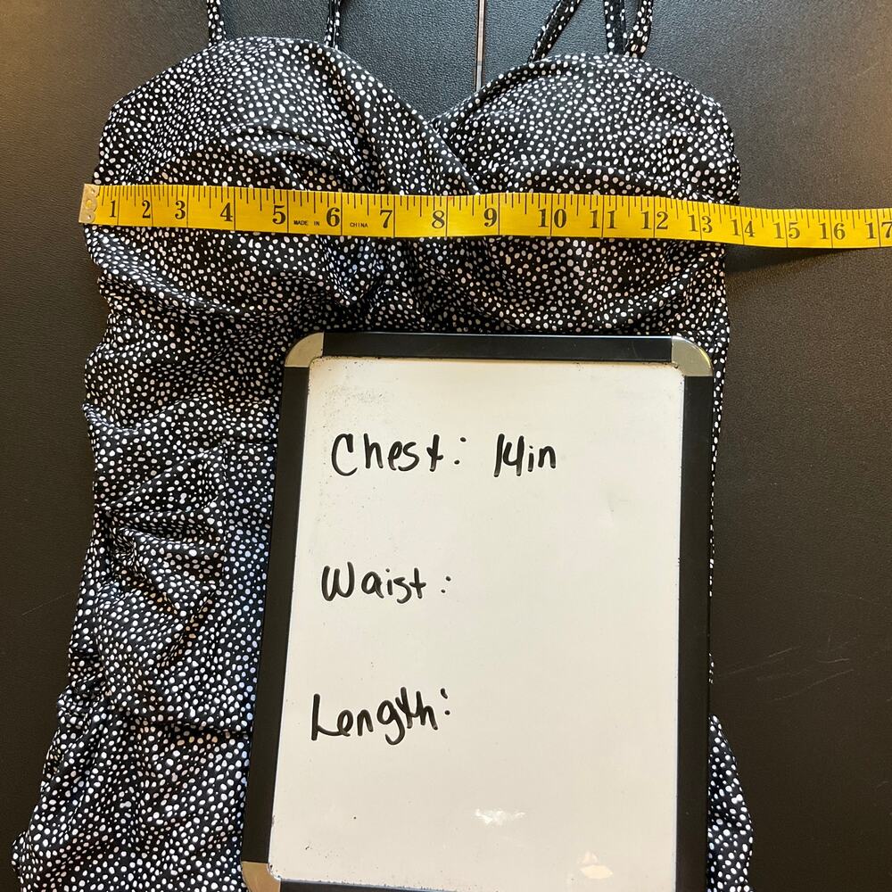 Shore Shapes Swimsuit Size 10 Black White Dot Ruched Skirted One Piece NWOT - Picture 9 of 11